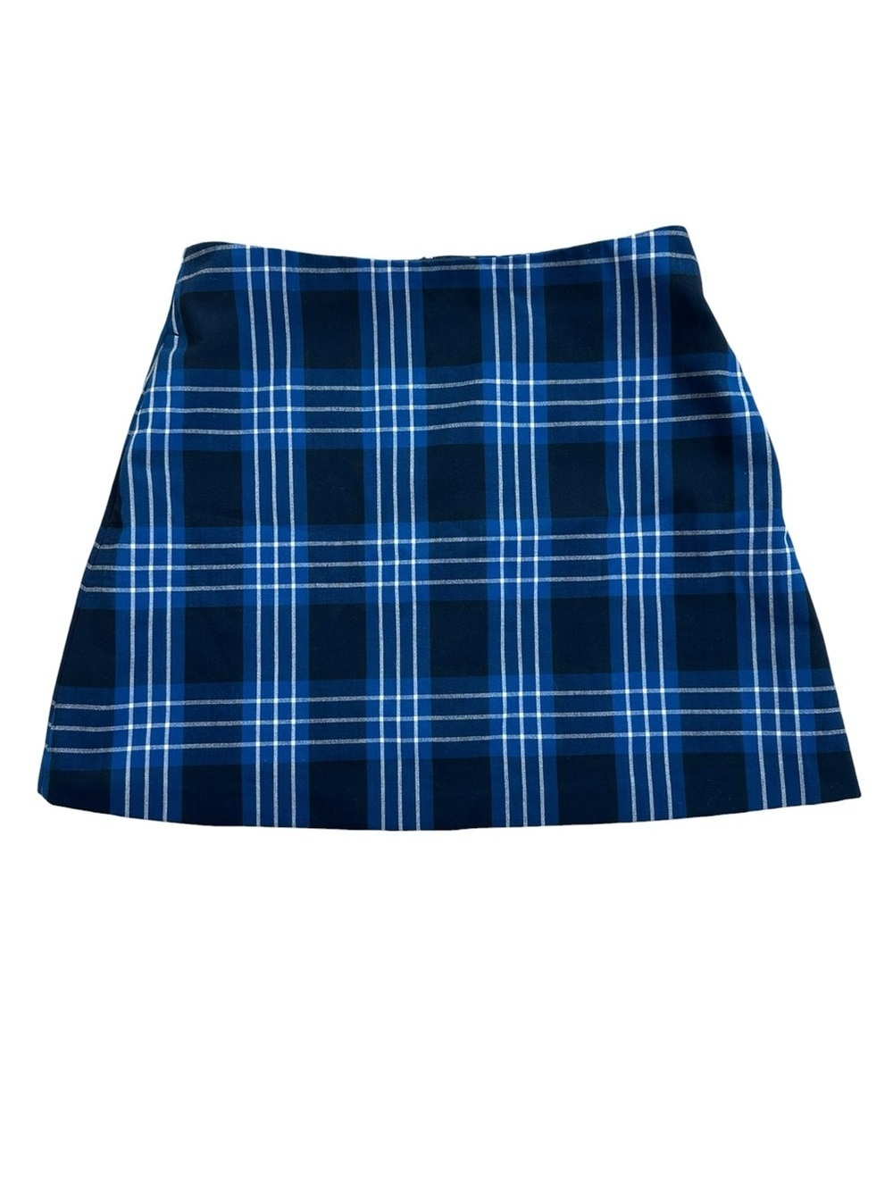 Wilfred Aritzia Navy Blue Plaid Mini Skirt with Pockets